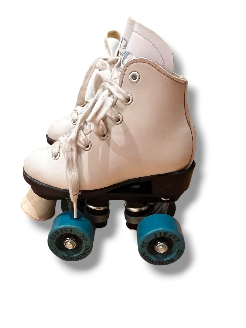 VTG Dominion Marathon lV Roller Skates Kids Sz 8 RETRO White Teal Blue Wheels